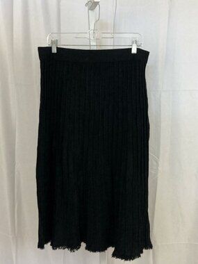 Black Ribbed Mid Length Skirt